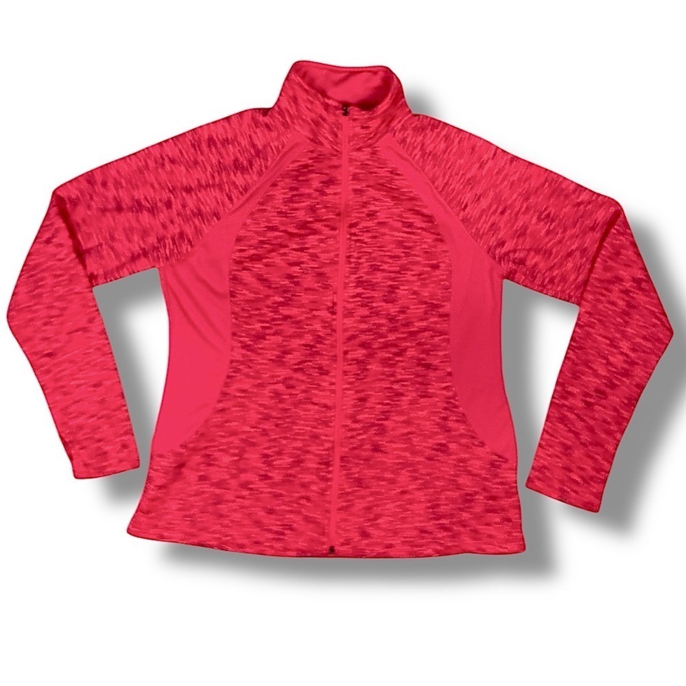 Tek Gear Athletic Jacket Zip Up Mock Neck Finger Holes Raglan Sleeve Pink XL